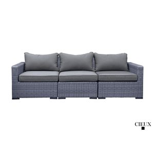 CIEUX Cannes Outdoor Patio Grey Wicker Sofa Conversation Set with Sunbrella Cushions