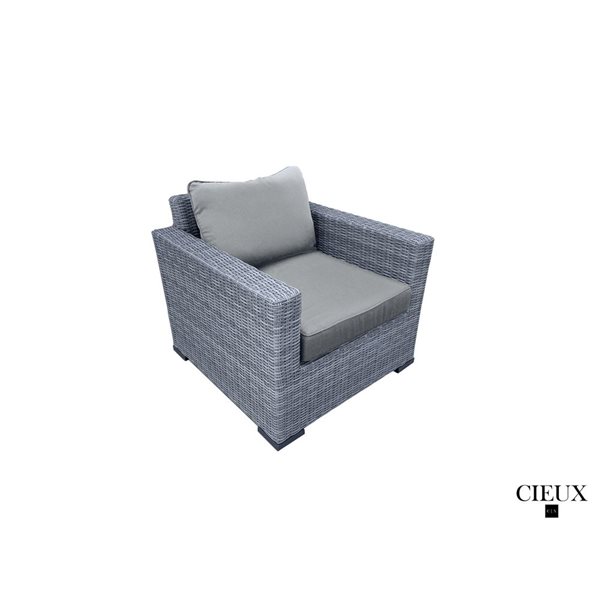 CIEUX Cannes Outdoor Patio Grey Wicker Sofa Conversation Set with Sunbrella Cushions