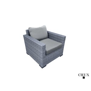 CIEUX Cannes Outdoor Patio Grey Wicker Club Chair with Sunbrella Cushions