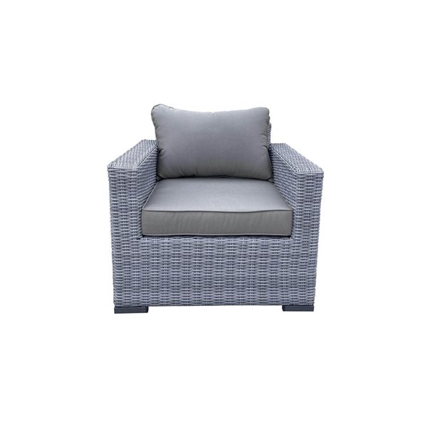 CIEUX Cannes Outdoor Patio Grey Wicker Club Chair with Sunbrella Cushions