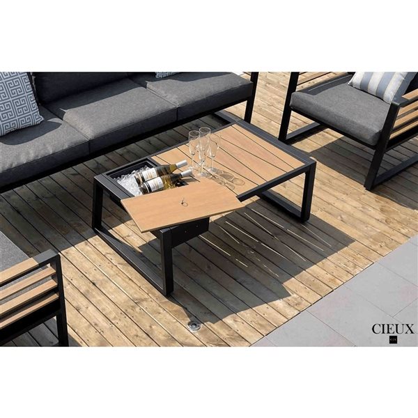 CIEUX Avignon Outdoor Patio Black Aluminum Coffee Table