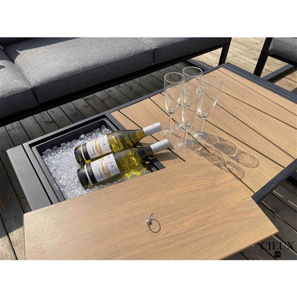 CIEUX Avignon Outdoor Patio Black Aluminum Coffee Table