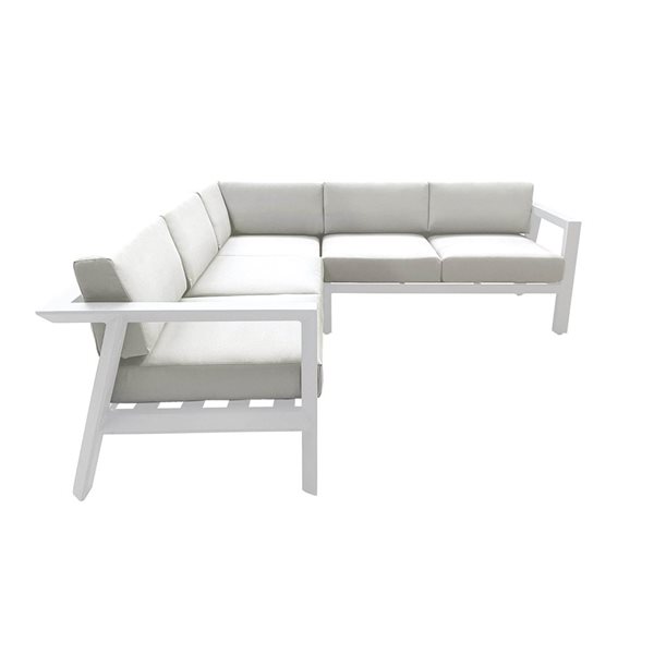 CIEUX Corsica Outdoor Patio White Aluminum Corner Sectional Sofa with Sunbrella Cushions