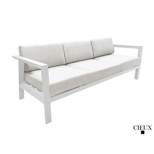 CIEUX Corsica Outdoor Patio White Aluminum Metal Sofa Conversation Set with Sunbrella Cushions