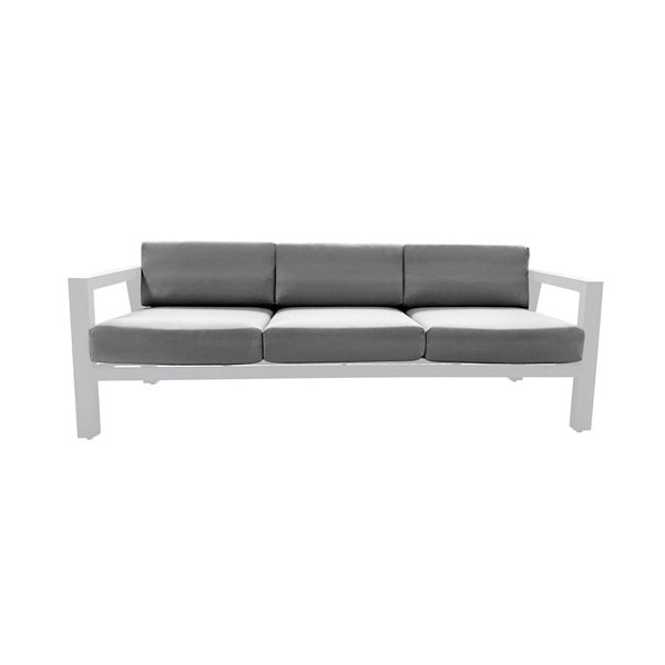 CIEUX Corsica Outdoor Patio White Aluminum Sofa with Sunbrella Cushions