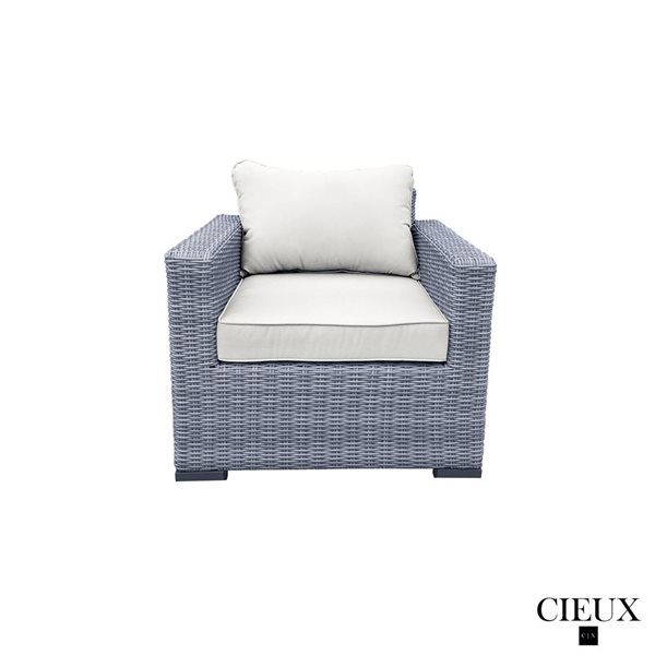 CIEUX Cannes Outdoor Patio Gery Wicker Loveseat Conversation Set with Sunbrella Cushions