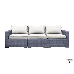 CIEUX Cannes Outdoor Patio Grey Wicker Sofa Conversation Set with Off-White Sunbrella Cushions