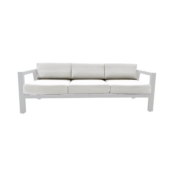 CIEUX Corsica Outdoor Patio White Aluminum Metal Sofa with Sunbrella Cushions