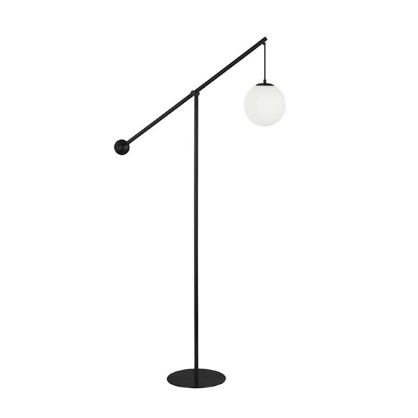 Dainolite Holly 66-in H Matte Black Accent Floor Lamp w/ Opal White Glass