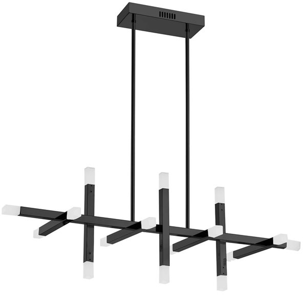 Dainolite Acasia 40 W x 14-in H 14-Light Matte Black Modern Horizontal Chandelier w/ Frosted Acrylic Diffuser