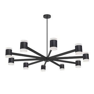 Dainolite Wilson 48-in dia. 10-Light Matte Black Modern Integrated LED Chandelier w/ White Acrylic Diffuser