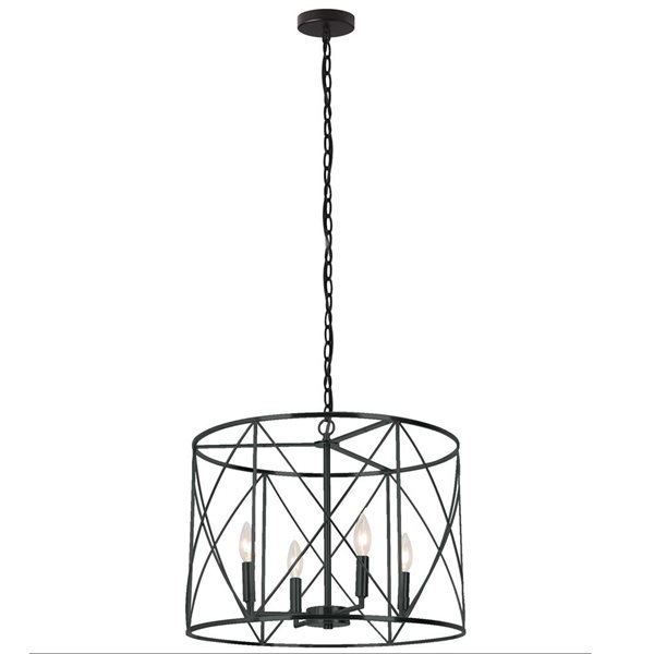 Dainolite Calah 20 W x 14-in H 4-Light Matte Black Metal Transitional Incandescent Chandelier