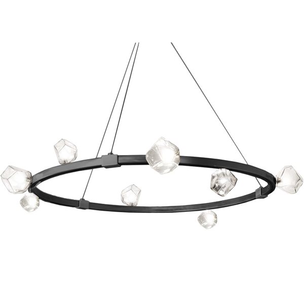 Dainolite Pearlene 42-in dia. Matte Black Modern Round Chandelier w/ Clear Glass