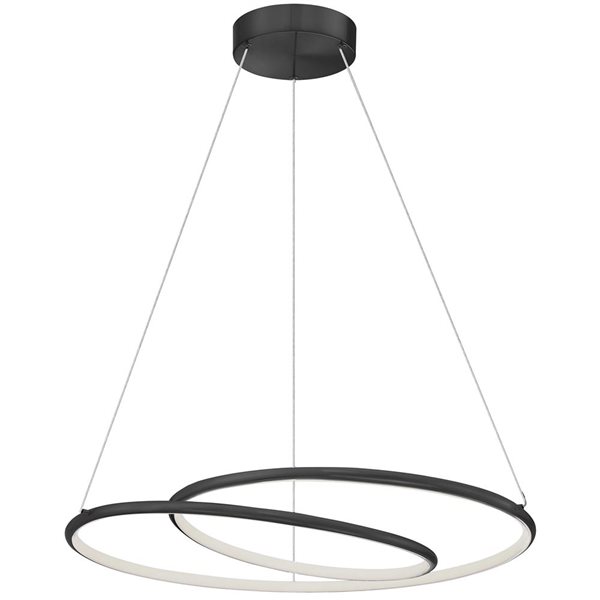 Dainolite Gabriel 24-in W Matte Black Modern Dual Ring Chandelier w/ White Silicone Diffuser - 38 W