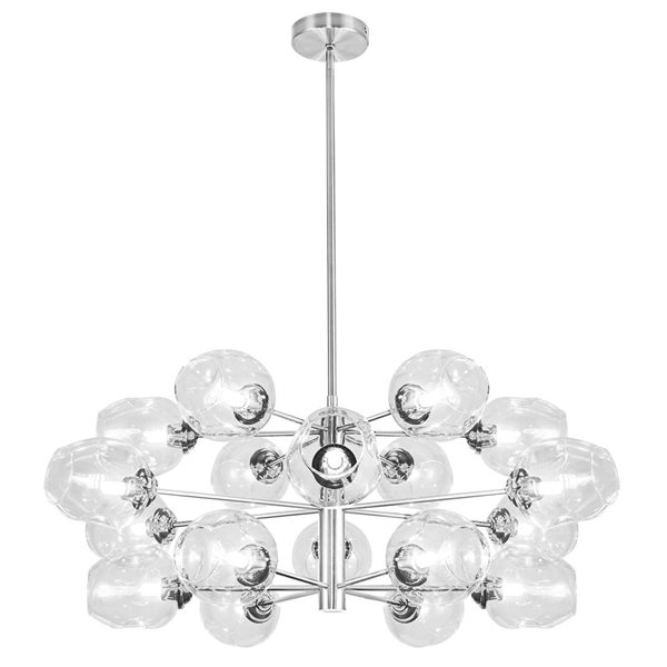 Dainolite Abii 33 dia. x 14-in H 18-Light Polished Chrome Transitional Chandelier w/ Clear Glass