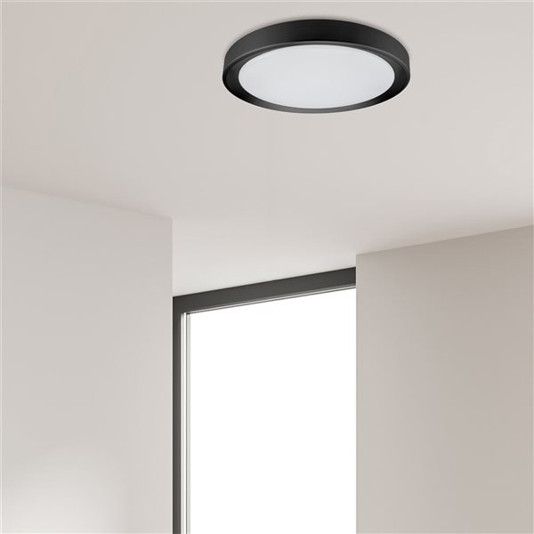 Dainolite Flynn 11.75-in dia. 24 W 3000K Sandy Black Integrated LED Flush Mount Ceiling Light - 1/Pk