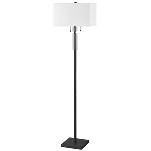 Dainolite Fernanda 60-in H Matte Black 2-Light Floor Lamp w/ White Fabric Shade