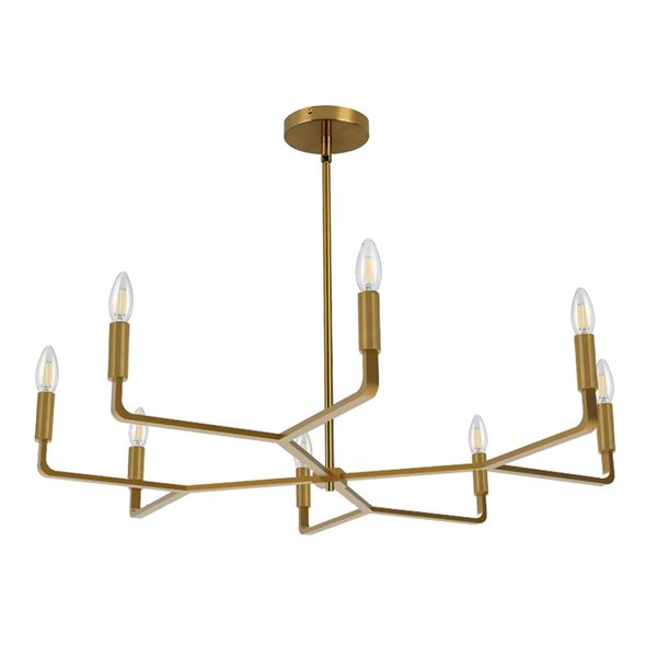 Lustre moderne Colette de Dainolite 8 lumières 32 po diamètre, laiton patiné