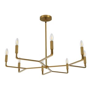 Lustre moderne Colette de Dainolite 8 lumières 32 po diamètre, laiton patiné