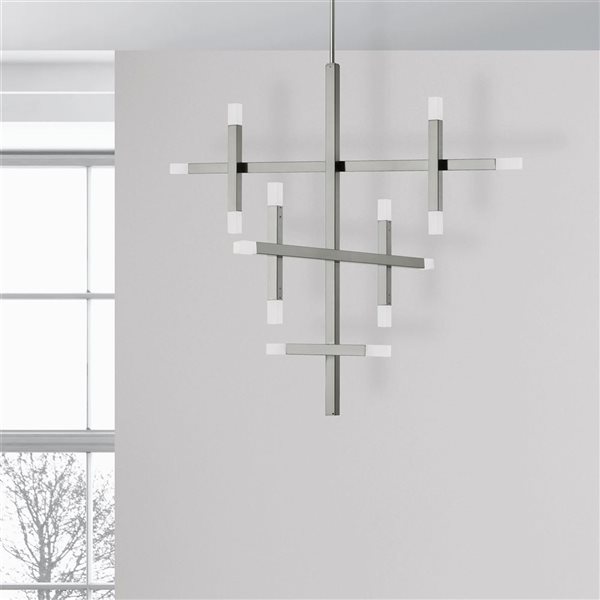 Lustre moderne Acasia de Dainolite 14 lumières 36 l. x 28 p. x 32 po h. à diffuseur en acrylique givré, chrome poli