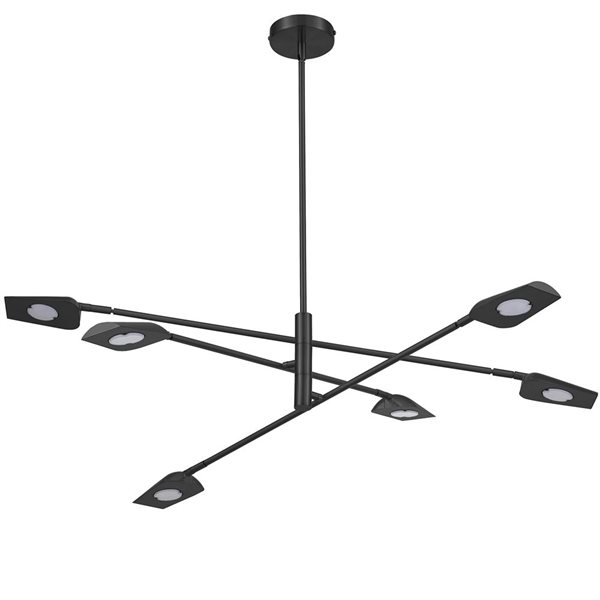 Suspension contemporaine à DEL intégré Cari de Dainolite 6 lumières 6,5 W, noir mat