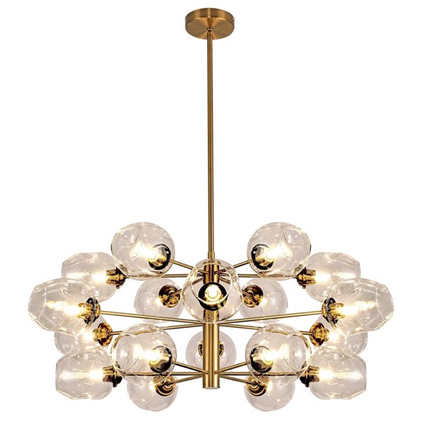 Lustre transitionnel Abii de Dainolite 18 lumières 33 po diamètre x 14 po h. avec verre champagne, bronze patiné