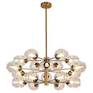 Lustre transitionnel Abii de Dainolite 18 lumières 33 po diamètre x 14 po h. avec verre champagne, bronze patiné