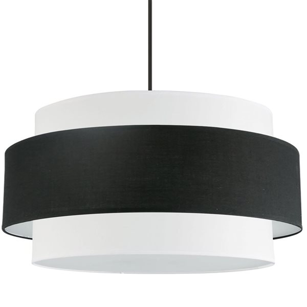 Dainolite Priya 30-in dia. 4-Light Matte Black Modern Incandescent Chandelier w/ Black/White Shade