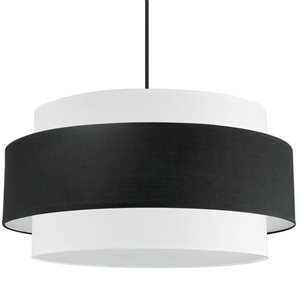 Dainolite Priya 30-in dia. 4-Light Matte Black Modern Incandescent Chandelier w/ Black/White Shade