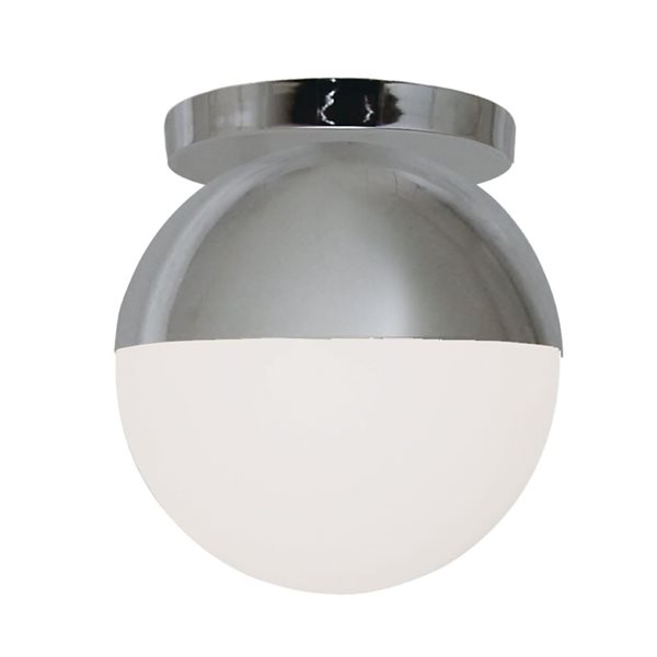 Dainolite Dayana 1-Light Incandescent Flush Mount Ceiling Light - Polished Chrome/White Glass