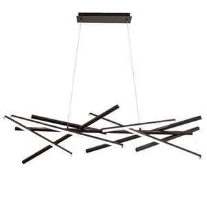 Suspension contemporaine Carly de Dainolite à DEL intégré 62 W 55 l. x 14 p. x 11 po h., noir mat