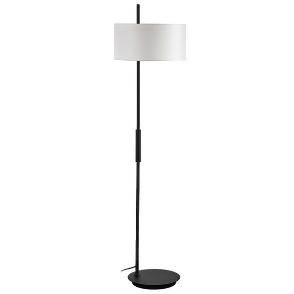 Dainolite Fitzgerald 62-in H Matte Black Accent Floor Lamp w/ White Shade