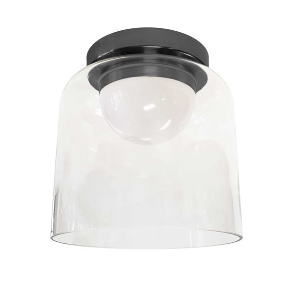 Dainolite Nadine 7-in 10 W 3000K Matte Black/Clear Glass Integrated LED Flush Mount Ceiling Light - 1/Pk