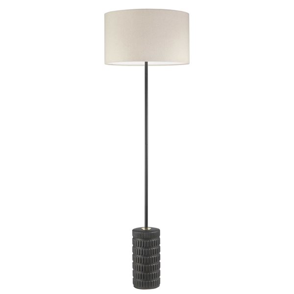 Dainolite Felicity 55-in H Matte Black 1-Light Floor Lamp w/ Off-White Fabric Shade