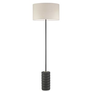 Dainolite Felicity 55-in H Matte Black 1-Light Floor Lamp w/ Off-White Fabric Shade