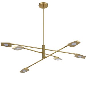 Suspension contemporaine à DEL intégré Cari de Dainolite 6 lumières 6,5 W, laiton patiné