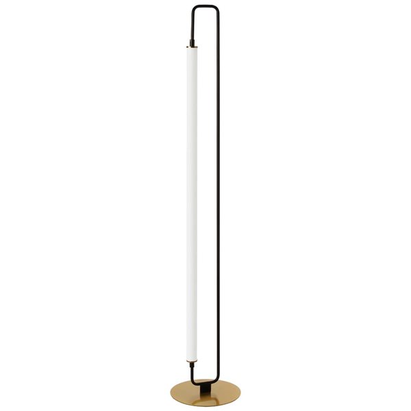 Lampe sur pied moderne Freya de Dainolite acrylique blanc 1 lumière DEL 59 po, noir mat/laiton patiné