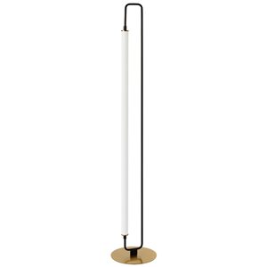 Lampe sur pied moderne Freya de Dainolite acrylique blanc 1 lumière DEL 59 po, noir mat/laiton patiné