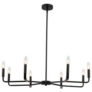 Lustre moderne Colette de Dainolite 8 lumières 32 po diamètre, noir mat