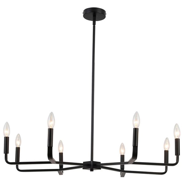 Dainolite Colette 32-in dia. 8-Light Matte Black Modern Chandelier