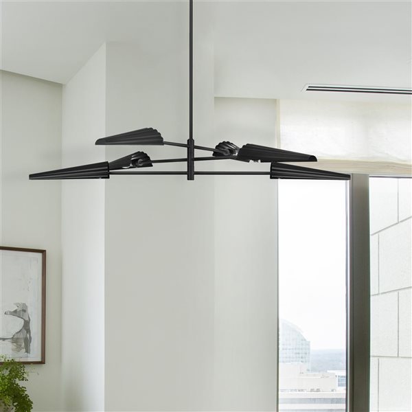 Lustre contemporain à 3 niveaux Cassie de Dainolite 6 lumières 48 l. x 6 po h., noir mat