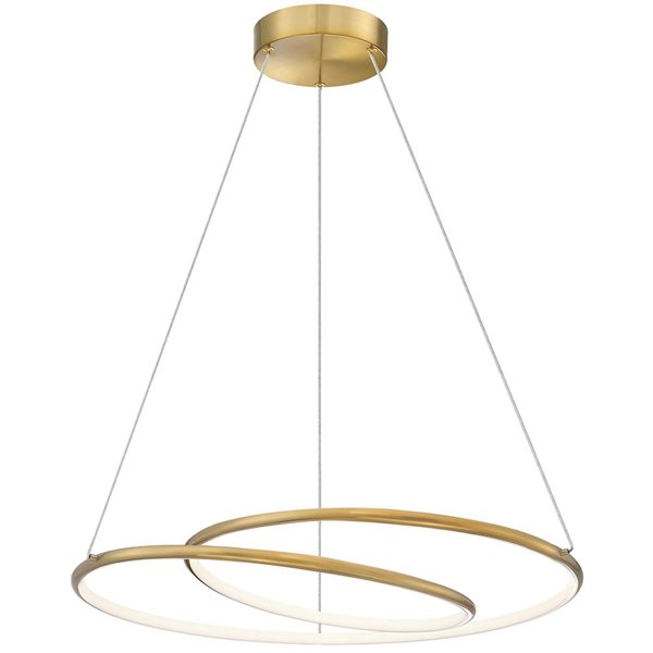 Dainolite Gabriel 24-in W Aged Brass Modern Dual Ring Chandelier w/ White Silicone Diffuser - 38 W