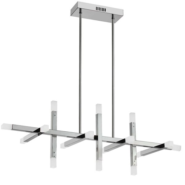 Dainolite Acasia 40 W x 14-in H 14-Light Polished Chrome Modern Horizontal Chandelier w/ Frosted Acrylic Diffuser