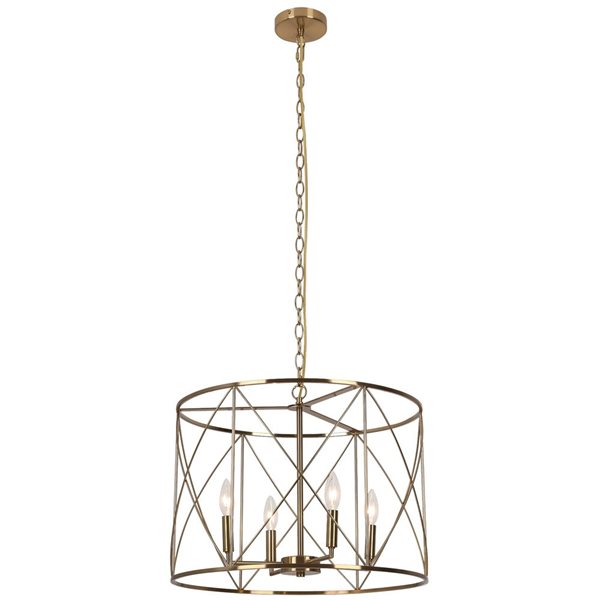 Dainolite Calah 20 W x 14-in H 4-Light Aged Brass Metal Transitional Incandescent Chandelier