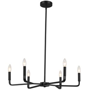Dainolite Colette 24-in dia. 6-Light Matte Black Modern Chandelier