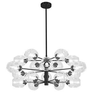 Lustre transitionnel Abii de Dainolite 18 lumières 33 po diamètre x 14 h. po avec verre clair, noir mat