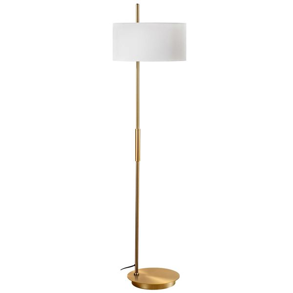 Dainolite Fitzgerald 62-in H Aged Brass Accent Floor Lamp w/ White Shade