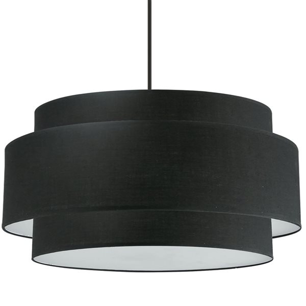 Lustre moderne Priya de Dainolite 4 lumières 30 po diamètre avec abat-jour noir, noir mat