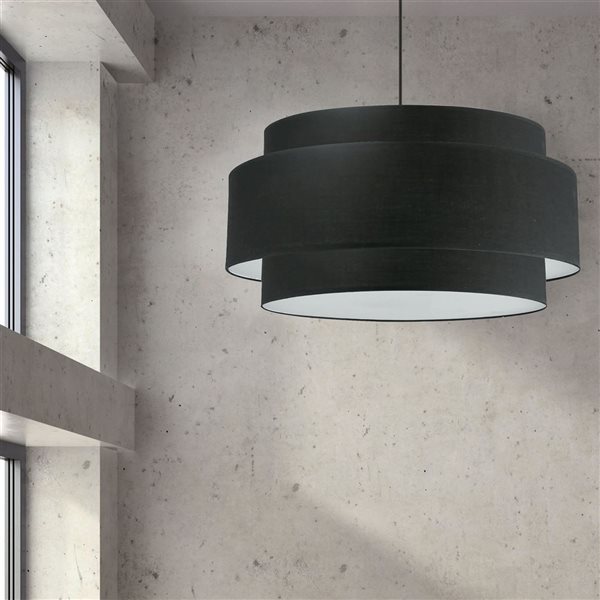 Lustre moderne Priya de Dainolite 4 lumières 30 po diamètre avec abat-jour noir, noir mat