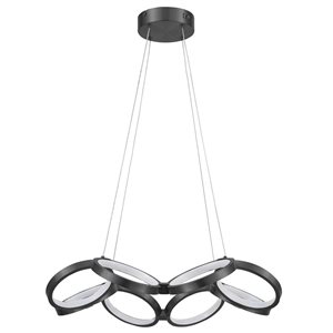 Dainolite Philo 25-in W Matte Black Modern Integrated LED Chandelier w/ White Silicone Diffuser - 64 W